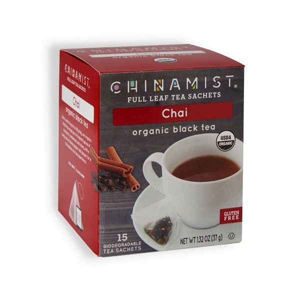  China Mist - Chai Organic Black Full Leaf Tea Sachet, 4 Boxes 15 Count Each