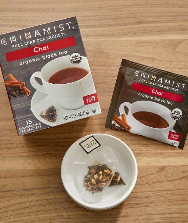  China Mist - Chai Organic Black Full Leaf Tea Sachet, 15 Count Box - Biodegradable And Individually Wrapped