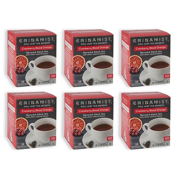  China Mist - Cranberry Blood Orange Organic Black Full Leaf Tea Sachet, 6 Boxes 15 Count Each