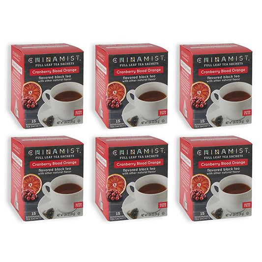 China Mist - Cranberry Blood Orange Organic Black Full Leaf Tea Sachet, 6 Boxes 15 Count Each