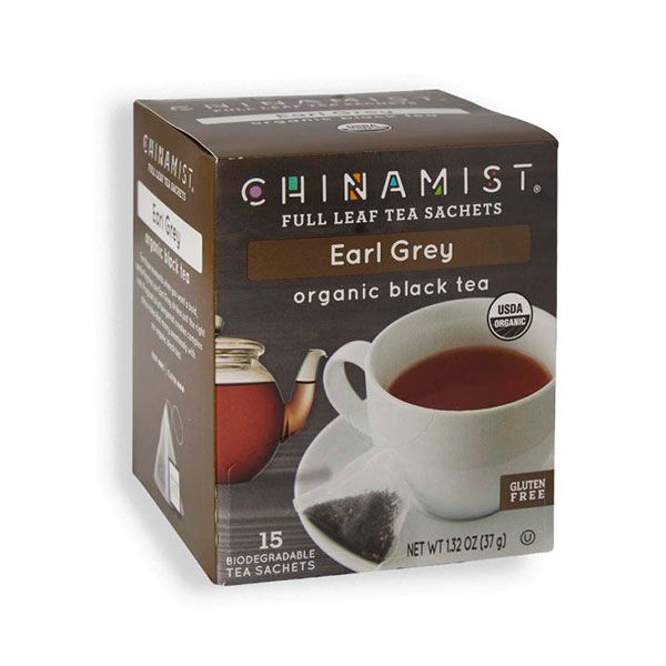  China Mist - Earl Grey Organic Black Full Leaf Tea Sachet, 15 Count Box 