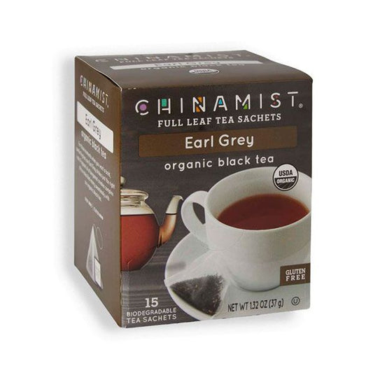  China Mist - Earl Grey Organic Black Full Leaf Tea Sachet, 15 Count Box 