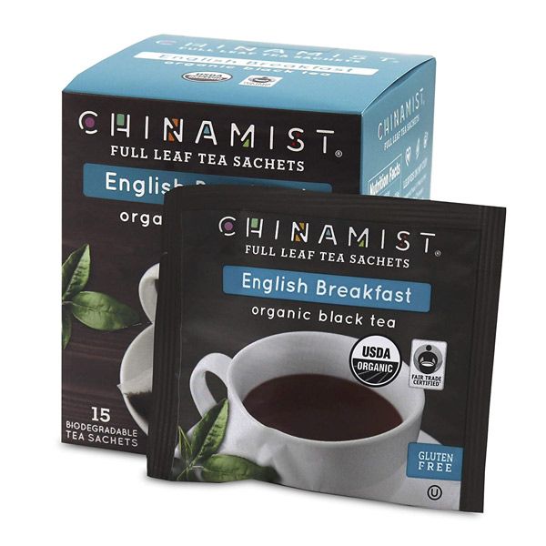  China Mist - English Breakfast Organic Black Full Leaf Tea Sachet, 15 Count Box - Biodegradable And Individually Wrapped (6 Pack)