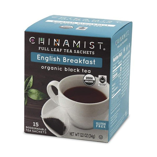  China Mist - English Breakfast Organic Black Full Leaf Tea Sachet, 15 Count Box - Biodegradable And Individually Wrapped