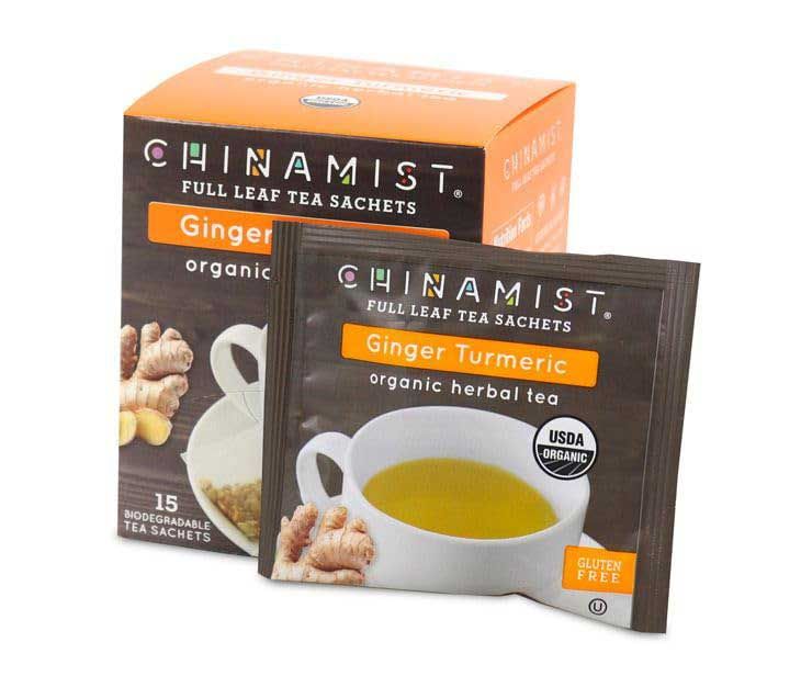  China Mist Organic Herbal Tea, Ginger Turmeric, 6x15 Count Boxes
