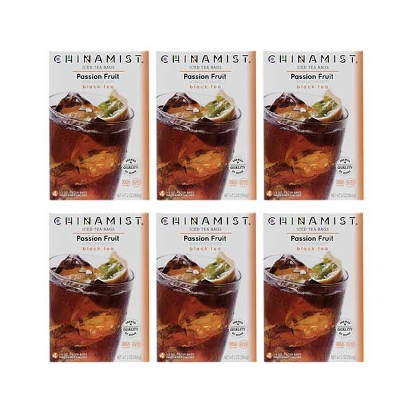 China Mist Naturally Flavored Passion Fruit Iced Tea Bags, 4-Count Box, 6-Pack (Each Bag Yields 1/2 Gallon)