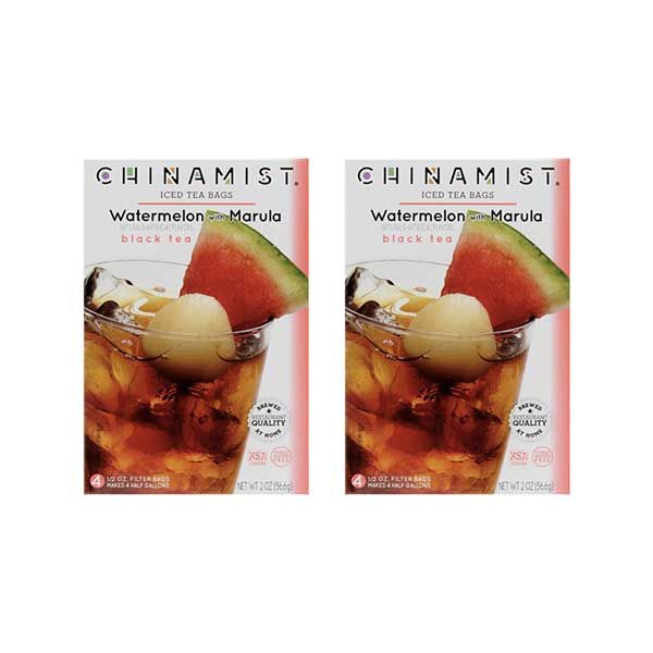  China Mist Naturally Flavored Watermelon W/ Marula Iced Tea Bags, 4-Count Box, 2-Pack (Each Bag Yields 1/2 Gallon)