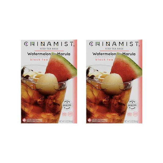 China Mist Naturally Flavored Watermelon W/ Marula Iced Tea Bags, 4-Count Box, 2-Pack (Each Bag Yields 1/2 Gallon)
