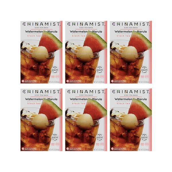  China Mist Naturally Flavored Watermelon W/ Marula Iced Tea Bags, 4-Count Box, 6-Pack (Each Bag Yields 1/2 Gallon)