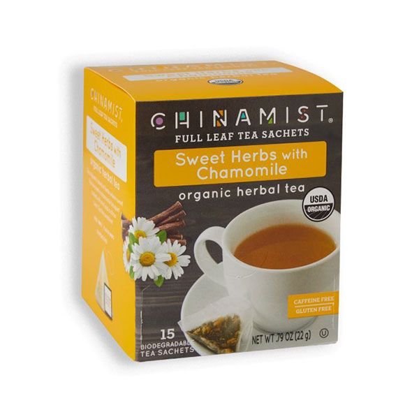  China Mist - Organic Sweet Herbs With Chamomile Herbal Tea Sachets, 4 Box 15 Count Each