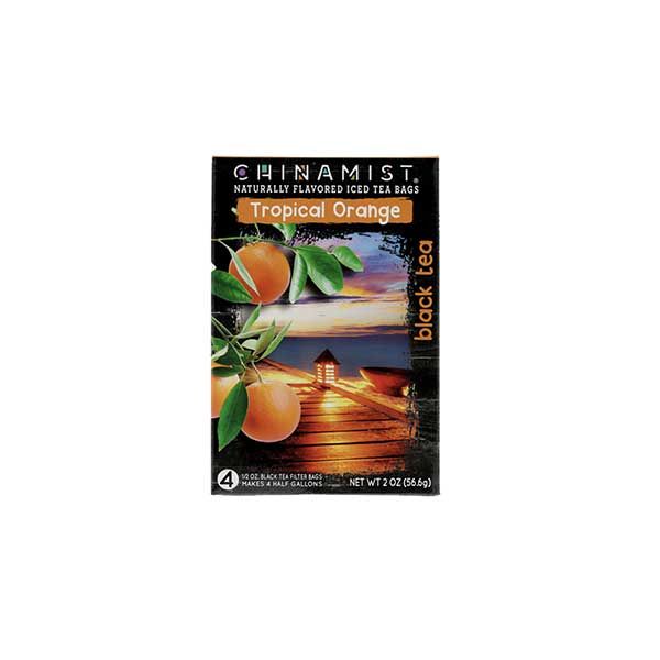  China Mist Naturally Flavored Tropical Orange Iced Tea Bags, 4-Count Box, Each Bag Yields 1/2 Gallon