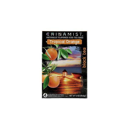  China Mist Naturally Flavored Tropical Orange Iced Tea Bags, 4-Count Box, Each Bag Yields 1/2 Gallon
