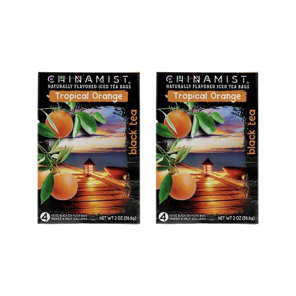  China Mist Naturally Flavored Tropical Orange Iced Tea Bags, 4-Count Box, 2-Pack (Each Bag Yields 1/2 Gallon)