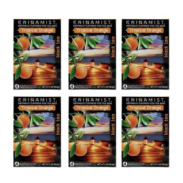  China Mist Naturally Flavored Tropical Orange Iced Tea Bags, 4-Count Box, 6-Pack (Each Bag Yields 1/2 Gallon)