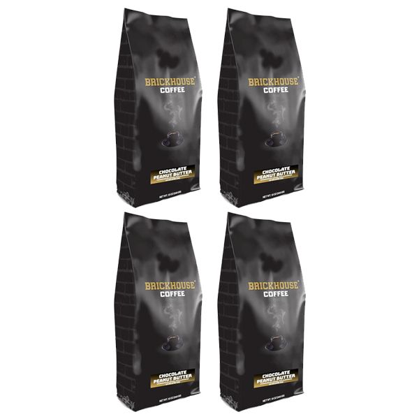  Brickhouse Chocolate Peanut Butter Ground Coffee, 4 X 12oz Bags – Rich Chocolate, Creamy Peanut Butter