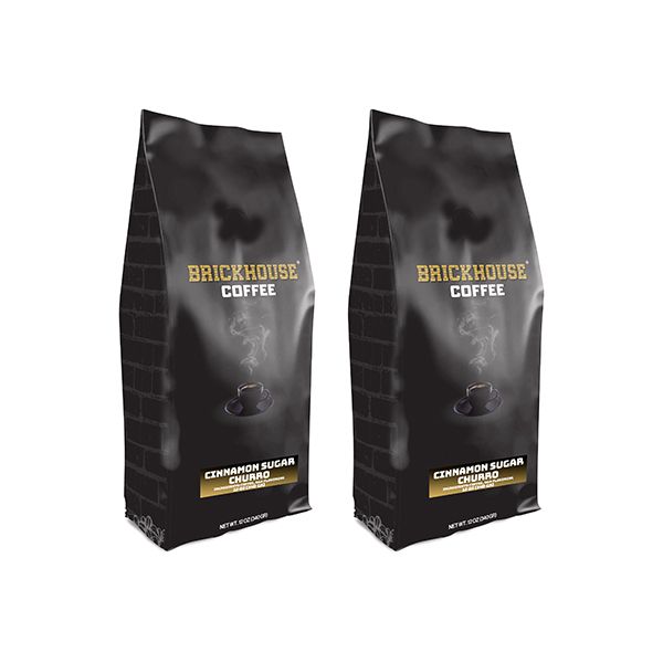  Brickhouse Cinnamon Sugar Churro Flavored Ground Coffee, 100% Arabica, Spiced And Sweet, 2 X 12oz Bags