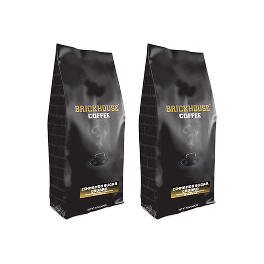  Brickhouse Cinnamon Sugar Churro Flavored Ground Coffee, 100% Arabica, Spiced And Sweet, 2 X 12oz Bags