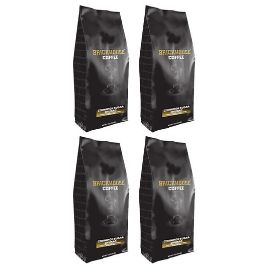  Brickhouse Cinnamon Sugar Churro Flavored Ground Coffee, 100% Arabica, Spiced And Sweet, 4 X 12oz Bags