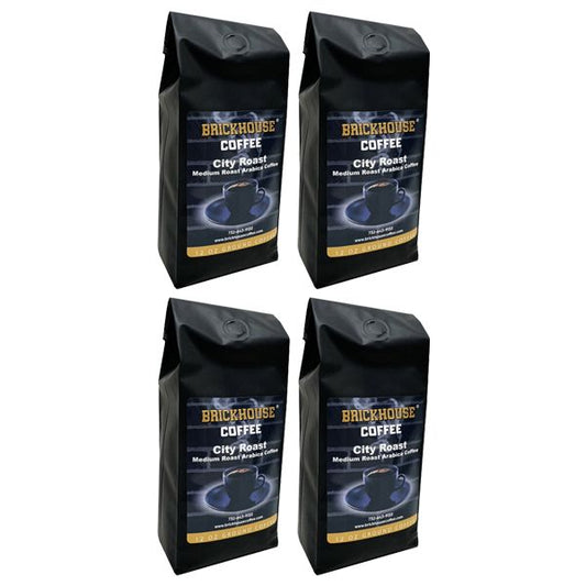  Brickhouse City Roast Ground Coffee, 4 X 12oz Bags – Smooth, Medium Roast