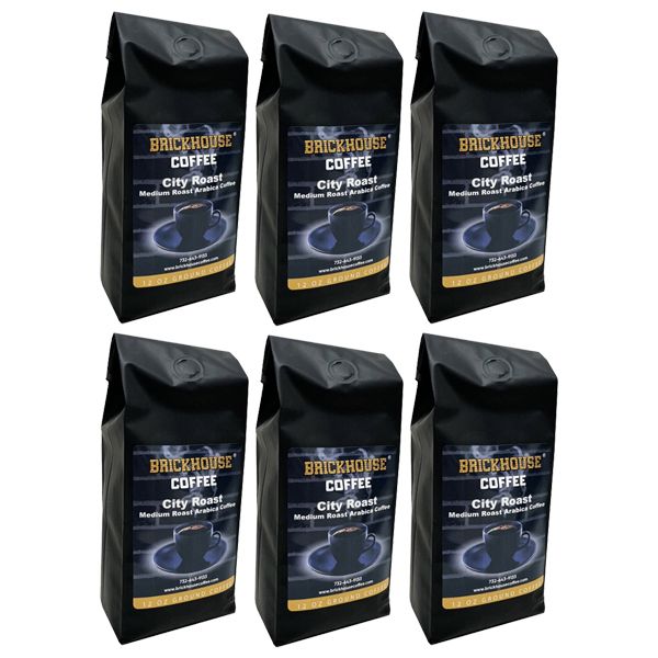  Brickhouse City Roast Ground Coffee, 6 X 12oz Bags – Medium Roast