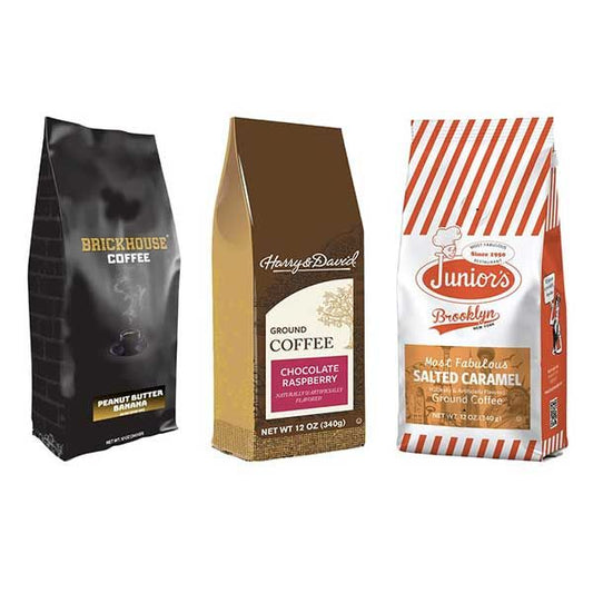  Flavor Blast Coffee Bundle Medium Roast With Brickhouse, Harry & David And Junior's, Flavored Ground Coffee, (pack Of 3)
