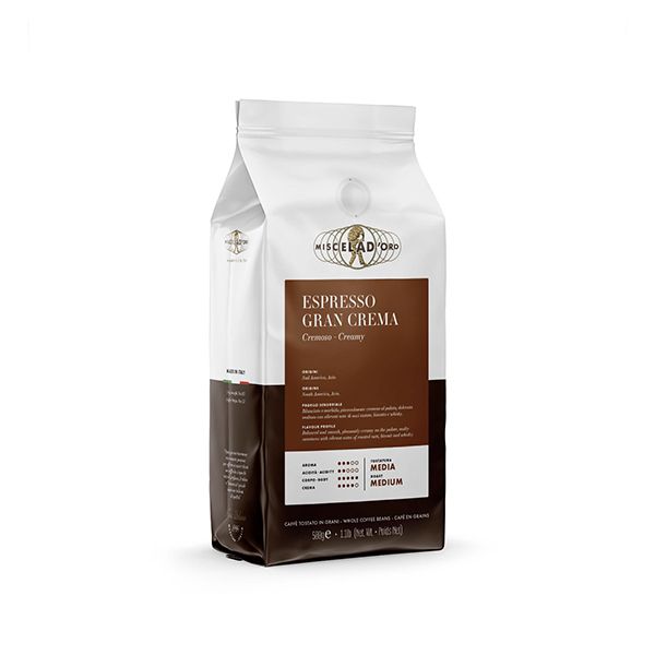  Miscela D'Oro Espresso Gran Crema – Italian Medium Roast Whole Bean Coffee, 1.1 Lb (500g)
