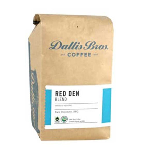  Dallis Bros. Coffee "Red Den Blend" Dark Roasted Fair Trade Organic Whole Bean Coffee - 12 Ounce Bag
