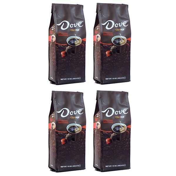  Dove Dark Chocolate, Naturally And Artificially Flavored Ground Coffee, 4/10 Oz Bags