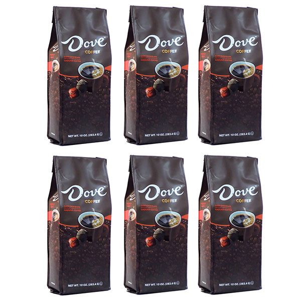  Dove Dark Chocolate, Naturally And Artificially Flavored Ground Coffee, 6/10 Oz Bags