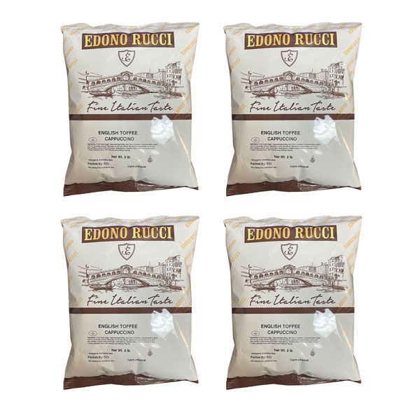  Edono Rucci English Toffee Cappuccino Mix, 4 Bags (2 Lb Each)