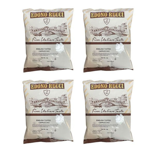  Edono Rucci English Toffee Cappuccino Mix, 4 Bags (2 Lb Each)