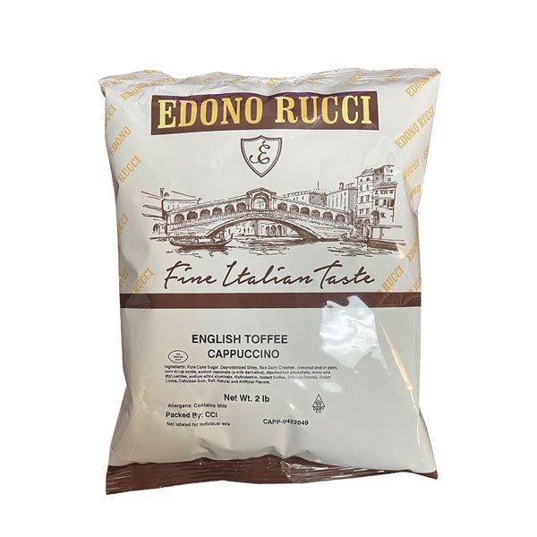  Edono Rucci English Toffee Cappuccino Mix, 2 Bags (2 Lb Each)