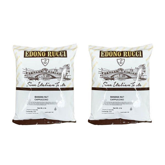  Edono Rucci Banana Nut Powdered Cappuccino Mix, 2 Bags( 2 Lbs Each)