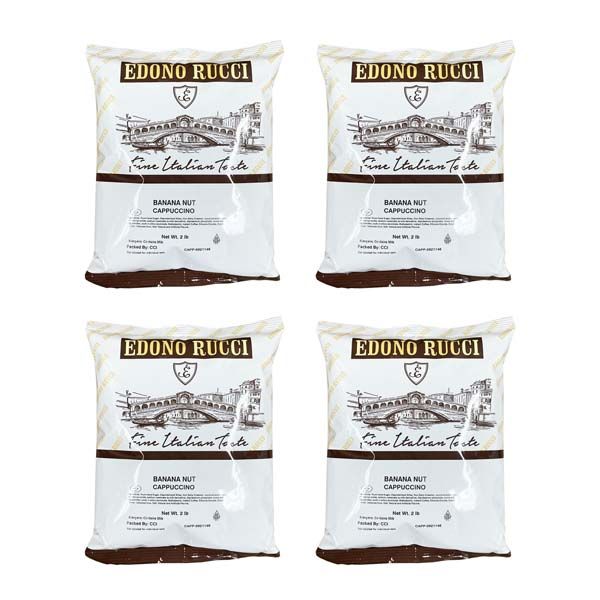  Edono Rucci Banana Nut Powdered Cappuccino Mix, 4 Bags( 2 Lbs Each)