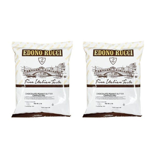  Edono Rucci Chocolate Peanut Butter Powdered Cappuccino Mix, 2 Bags( 2 Lbs Each)