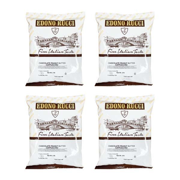  Edono Rucci Chocolate Peanut Butter Powdered Cappuccino Mix, 4 Bags( 2 Lbs Each)
