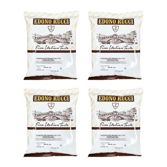  Edono Rucci Chocolate Peanut Butter Powdered Cappuccino Mix, 4 Bags( 2 Lbs Each)