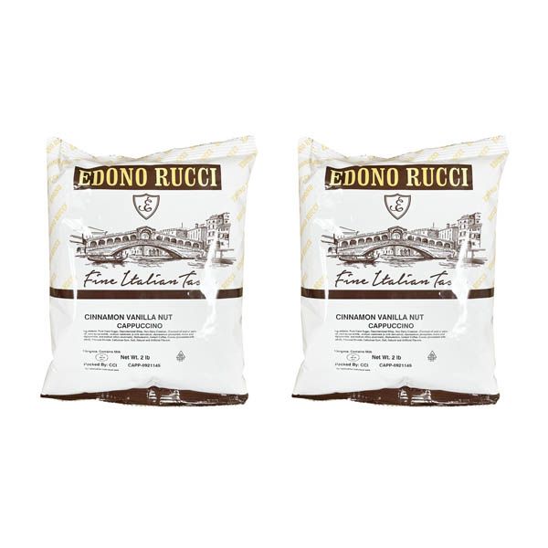  Edono Rucci Cinnamon Vanilla Nut Powdered Cappuccino Mix, 2 Bags( 2 Lbs Each)