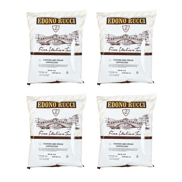  Edono Rucci Cookies And Cream Powdered Cappuccino Mix, 4 Bags( 2 Lbs Each)