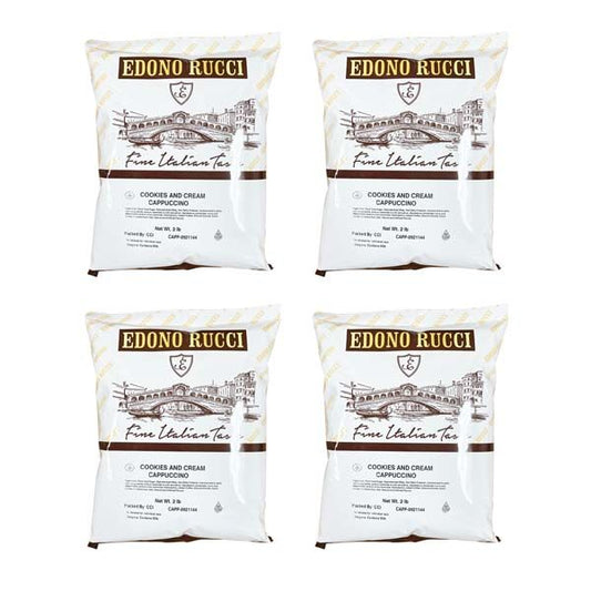 Edono Rucci Cookies And Cream Powdered Cappuccino Mix, 4 Bags( 2 Lbs Each)