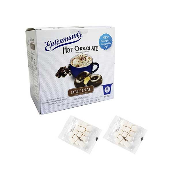  Hot Chocolate Single Serve Pods With 16g Marshmallows Bundle (18 Count, Entenmann's Hot Chocolate)