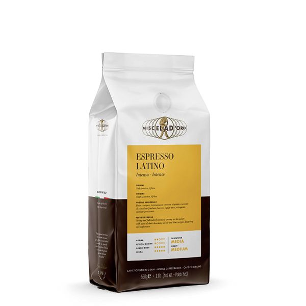  Miscela D'Oro Espresso Latino Italian Coffee Blend – Medium Roast – Strong Body & Thick Crema – 1.1 Lb Bag – Made In Italy