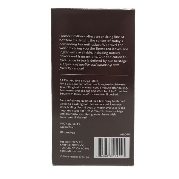  Farmer Brothers Premium: Green Tea, 1/25 Ct Tea Box