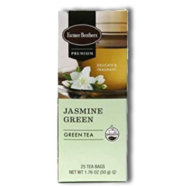  Farmer Brothers Premium Jasmine Green Hot Tea, 1/25 Ct Tea Box