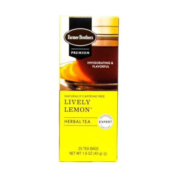  Farmer Brothers Premium Lively Lemon Hot Tea, 6/25 Ct Tea Boxes