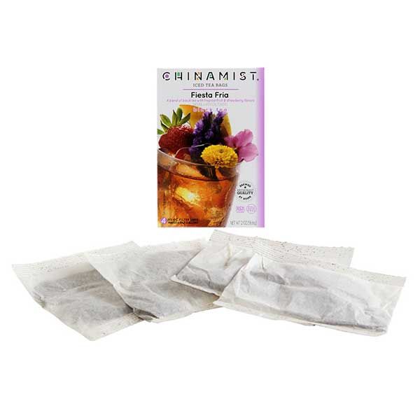  China Mist Naturally Flavored Fiesta Fria Iced Tea Bags, 4-Count Box, Each Bag Yields 1/2 Gallon