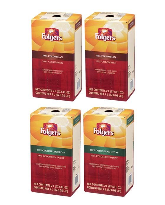  Folgers 2 Liter 100% Colombian Regular And Decaf (2 Boxes Each)