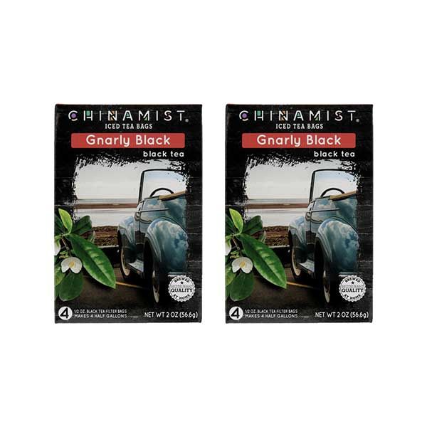  China Mist Naturally Flavored Gnarly Black Iced Tea Bags, 4-Count Box, 2-Pack (Each Bag Yields 1/2 Gallon)