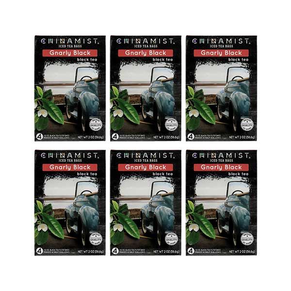  China Mist Naturally Flavored Gnarly Black Iced Tea Bags, 4-Count Box, 6-Pack (Each Bag Yields 1/2 Gallon)