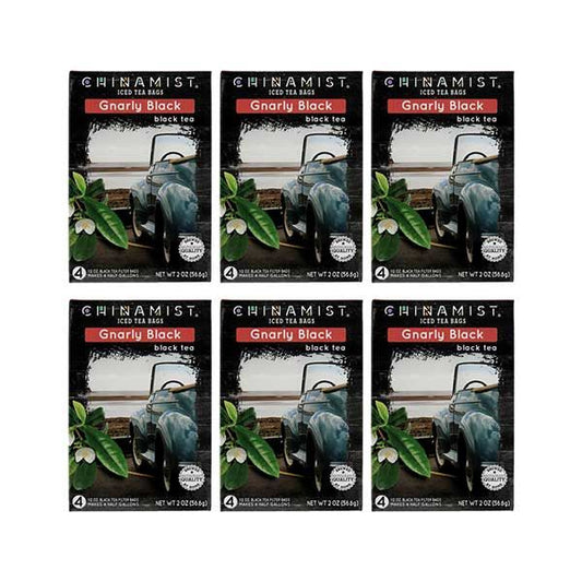  China Mist Naturally Flavored Gnarly Black Iced Tea Bags, 4-Count Box, 6-Pack (Each Bag Yields 1/2 Gallon)